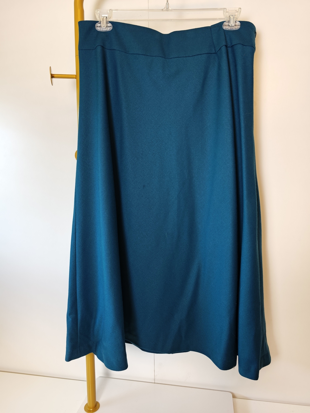 Academia Flowy Fall Talbots Teal A-Line Maxi Skirt Altered Sz 16 Wool Blend